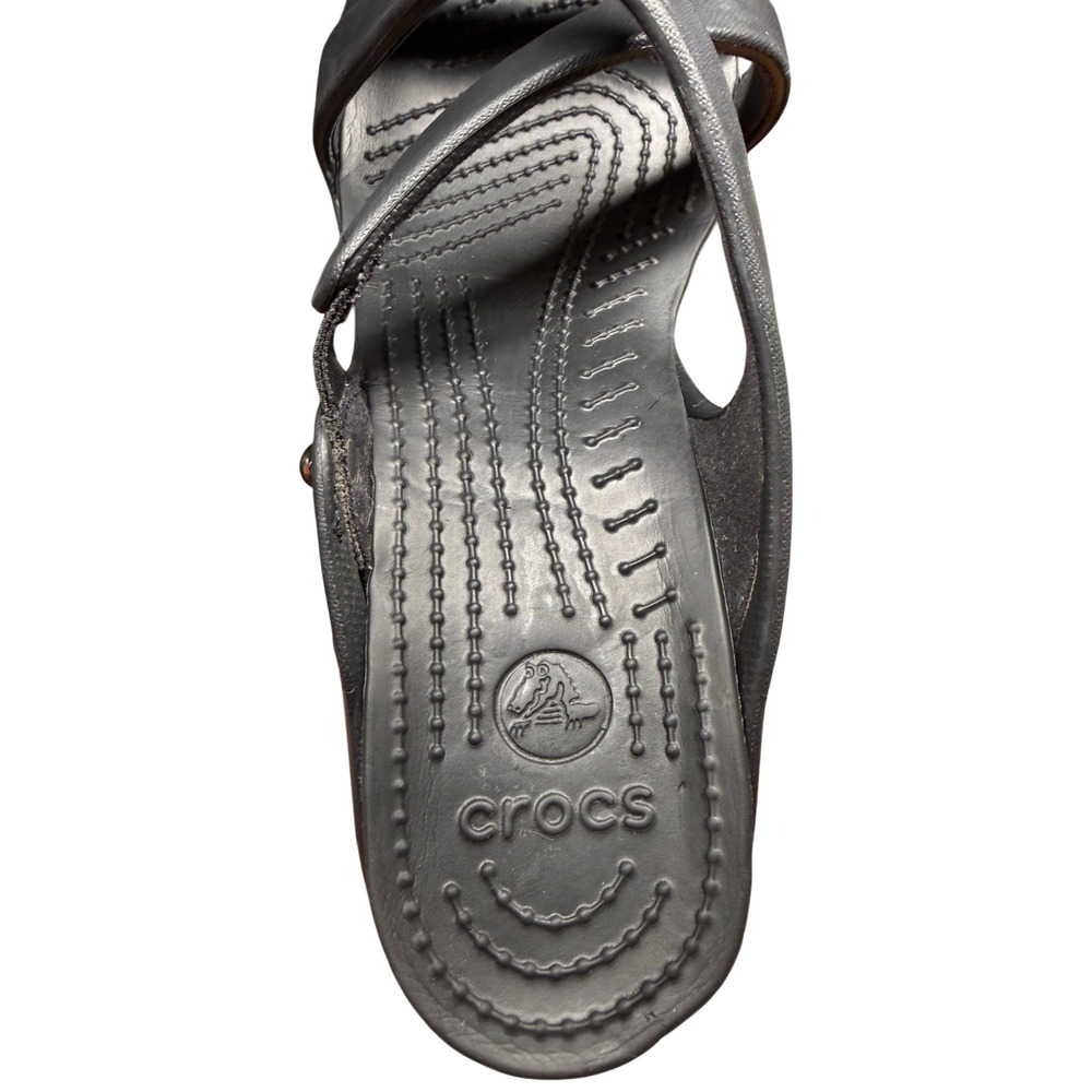 CROCS Cyprus Iv Women's 9 Black Strappy Slip On Strappy Chunky Heel Platform - Picture 10 of 13